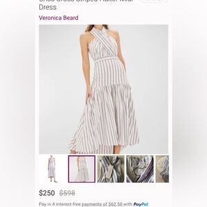 Veronica Beard Purple and White Striped Midi Dress nwot